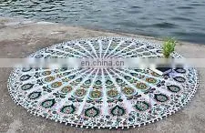 Mandala Round Beach Throw Yoga Mat Table Cover Indian Boho Tapestry Wall Mandala Roundie Hippie Boho 72'' Round Table Cover Yoga photo-6