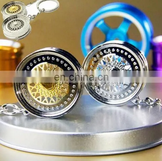Car Auto Tuning Parts Key Chain Gold-Color BBS Wheel Rime Keychain Keyring