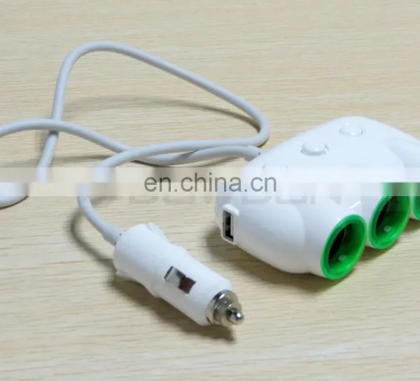 3Way Car Cigarette Lighter Socket Splitter DC Power Charger Adapter 2 USB Port 12V/24V photo-3
