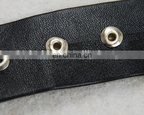 Fashion Punk Style pu Leather Beaded Rivet Lace Trim photo-6