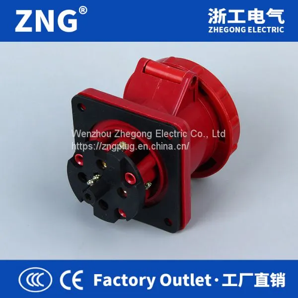 Panel-mounted 4 Pin 400v 63a Industrial Waterproof Socket Outlet Ip67 photo-2