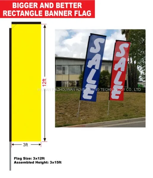 Free Design Custom Advertising Rectangle Flying Windchasers Large Flags With Ground Spike photo-3