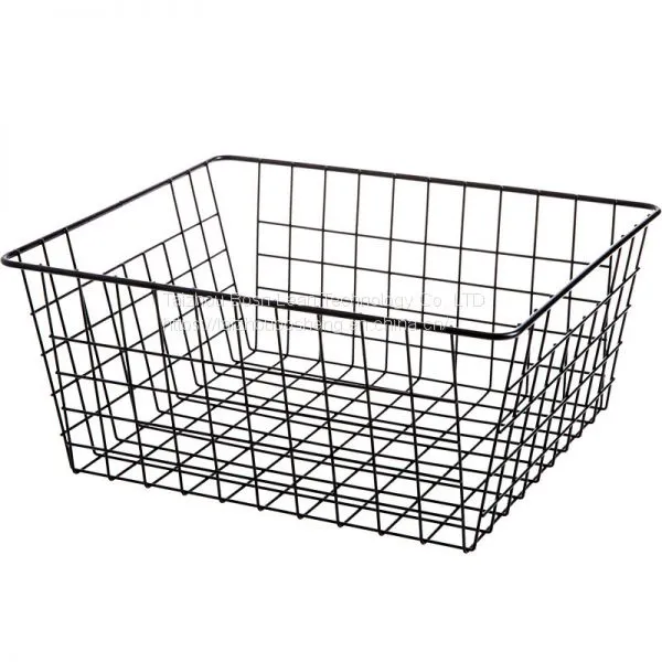 Upgrades Type Black Household Iron Desktop Storage Basket With Hook For Living Room photo-3
