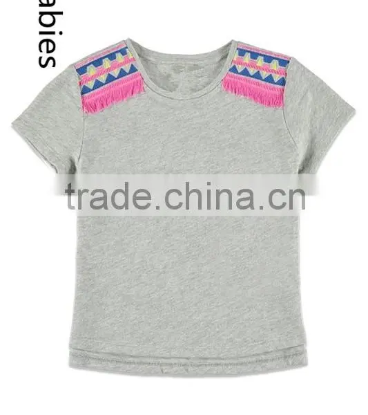 Bulk Clothing for Summer Sale Kids Short Sleeves Embroidery Design Tops