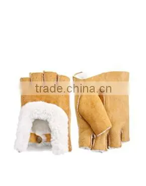 2015 Winter New Double Face Sheepskin Fingerless Glove photo-2