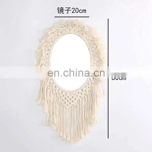Macrame Tapestry Tassel Handmade Rope Woven Decorative Round Leaf Moon Boho Chic Wall Hanging Mirror photo-4