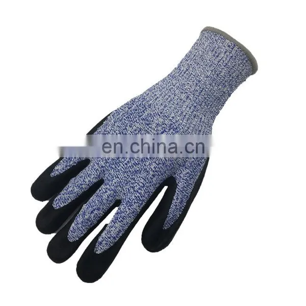 Customized 13 Gauge Industrial PU HPPE Knitting Anti Cut Resistant Level 5 Working Safety Gloves For Men photo-3