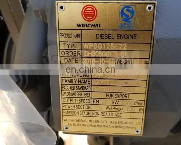 Original Weichai WP6G125E22 Direct Injection Diesel Engine for SEM639B Loader photo-5