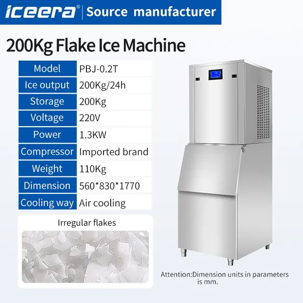 Commercial Flake Ice Machine 200KG Automatic Fast Ice Making Machine photo-2