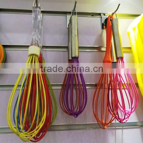 Wholesale hand power 12'' egg whisk anti-slip Noveltya silicone coated coloful manual bulk egg whisks