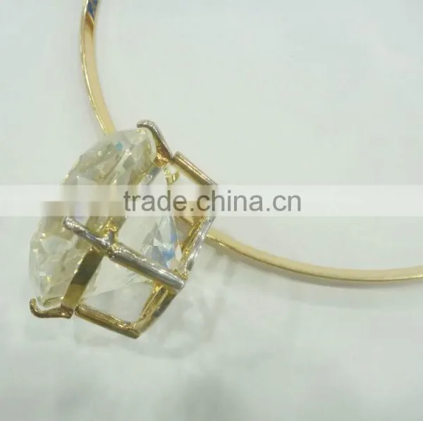 FACHION BIG GLASS STONE PENDANT COLLAR NECKLACE photo-4