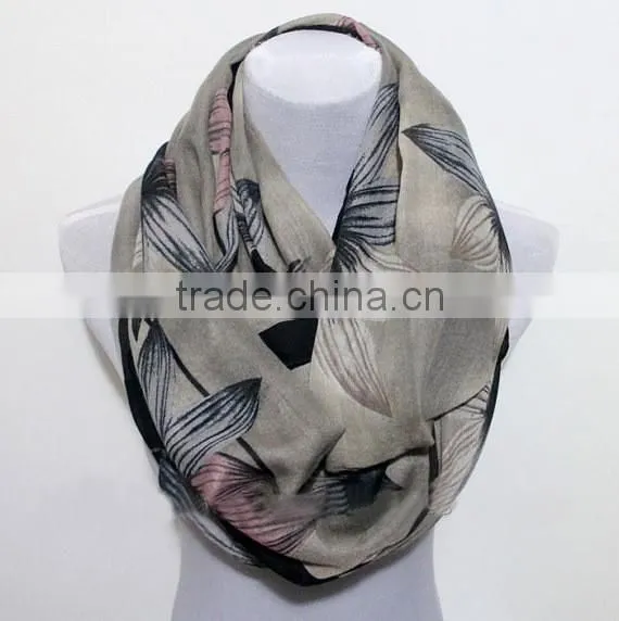 High Quality Large Elegant Flower Printing Encrypt Polyester Voile Scarf for Women photo-2