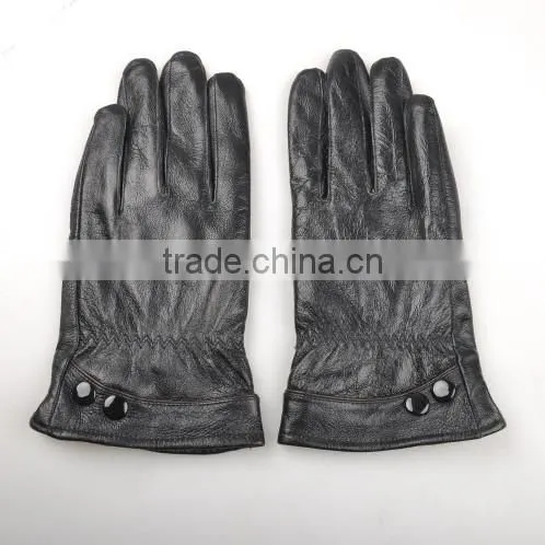 Men's Leather Gloves for Men Plus Thick Velvet Warm Snap Rider Line Gloves Short Paragraph photo-3