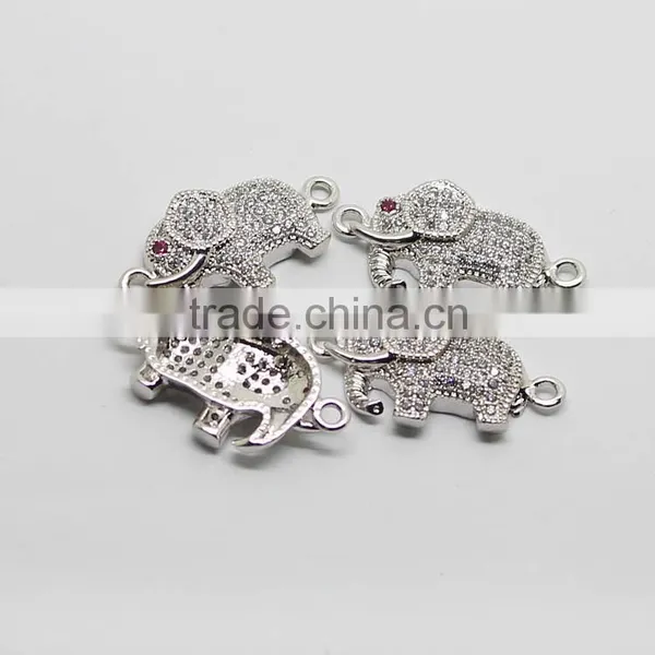 CZ6444 Mirco cz Pave Elephant Bracelet Charm Connector photo-2