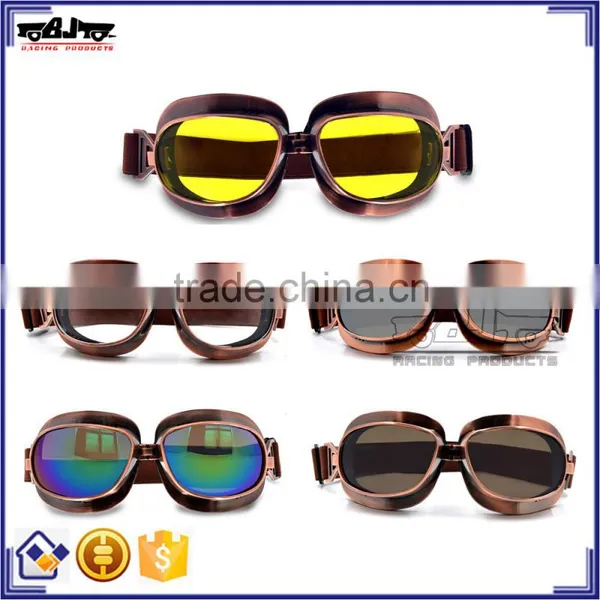 BJ-GT-013 Copper Frame Googles Clear Lens Motorcycle Glasses Wholesale Motocross Googles for Harley photo-6