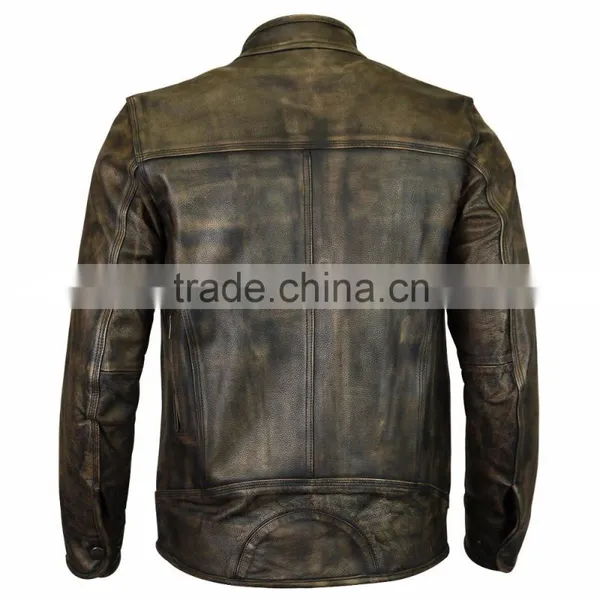 Golden Shaded Motorcycle Men Leather Custom Man Jackets photo-2