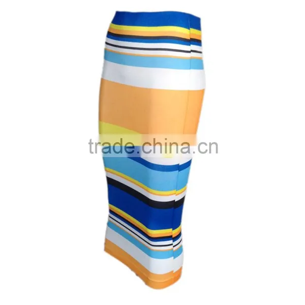 2016 New Design Fashion Indian Women Bust Skirts Stripes Printed Tight High Waist Cheap Muslim Dresses Long Skirts photo-2
