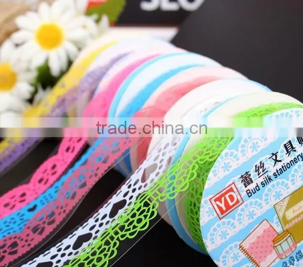 DIY Craft Crochet Cotton Knit Lace Sticker Ribbon Tape Roll Adhesive Beige photo-3