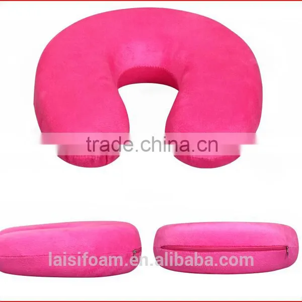 100% Polyerter u Shape Pillow Super Soft Fabric Neck Pillow LS-U-022-D