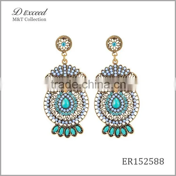 Wholesale Jewelry New Designs Ladies/Women's Ethnic Resin Beaded Earrings Owl Gold/Silver Plating Drop Earrings photo-5