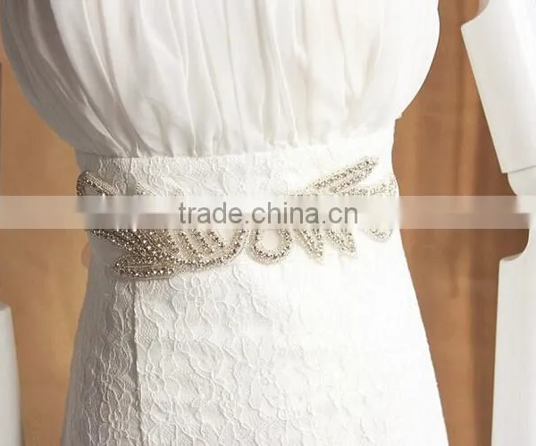 28*6.5cm Fancy 888 Stones Bridal Sash Rhinestone Trim Applique photo-2