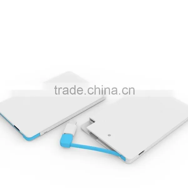 Hot Selling Ultra Slim Built in Cable Portable Power Bank 3000mAh