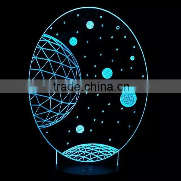 3D Optical Illusion Moon Scene Night Lamp Night Light 10 Colorful LEDs Ultra-thin Acrylic Light Panel AA Battery or DC 5V photo-2