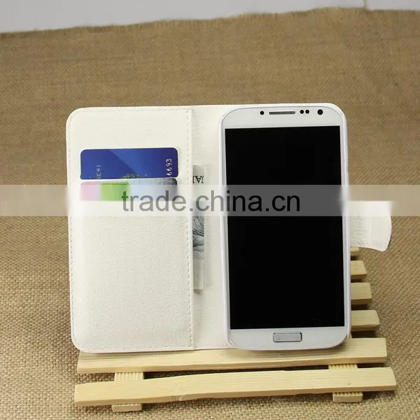Hot Selling Ultra Thin Lichee PU Leather Case Wallet Folio Flip Cover for Samsung GALAXY S4 I9500