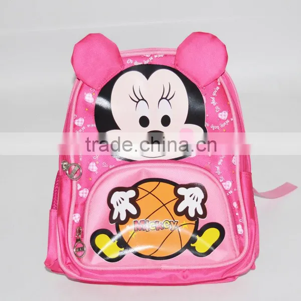 Polyester Pink Mickey Print Girls Small Size School Bag photo-2