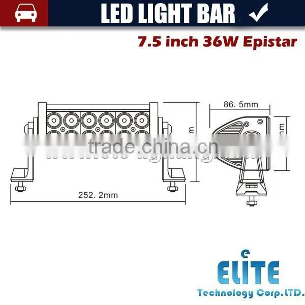 7.5 Inches 2520LM 36W Off Road Truck Work Light Led Flood Double Row Led Light Bar photo-3