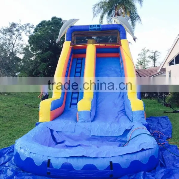 Jumpfun Made Popular Inflatable Water Slides With Dolphin on Top Hot Rental photo-2