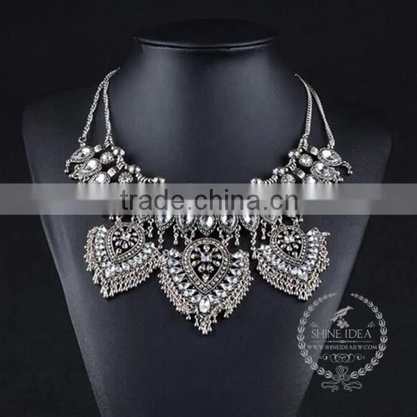 High Quality Vintage Rhinestone Chunky Statement Necklace Tin Alloy Fashion Women Pendant Necklace 6390128