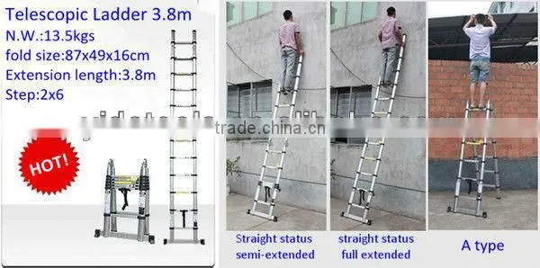 2x8 Steps 5m En131 Aluminum Folding Telescopic Ladder photo-5