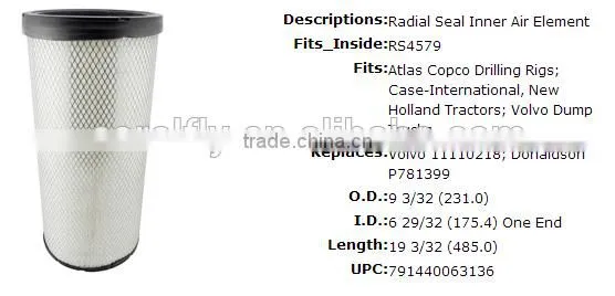 Дополнительный воздушный фильтр RS4580 P781399 AF25897 LAF5974 11110218 10343996 CF23430 photo-2