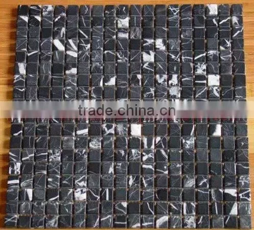 NATURAL BLACK ZEBRA MARBLE MOSAIC TILES photo-4