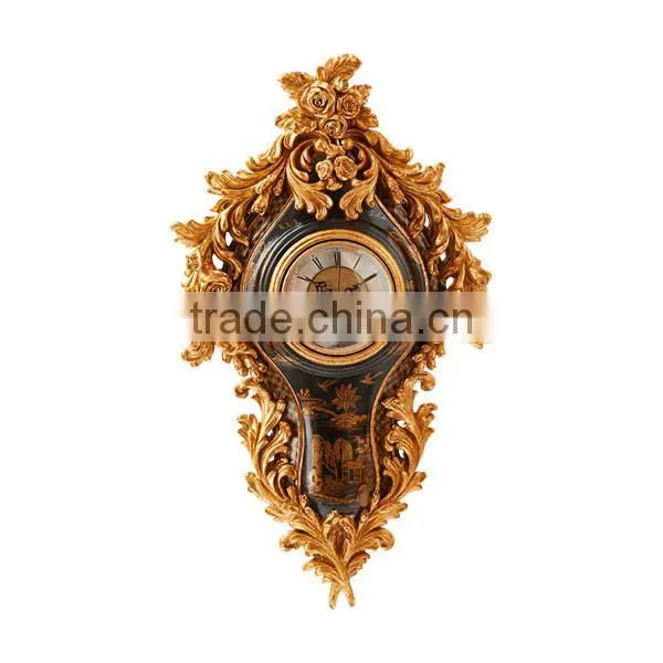 Retro Classic Wooden Hanging Wall Clock, Vintage Style Hand Painting Wall Clock For Home Decoration photo-2