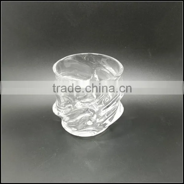 12 oz High White Unique Glass Candle Holder photo-3