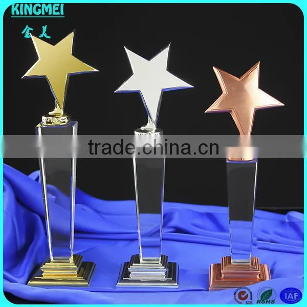 Wholesale Clear Blank Crystal Award Trophy Golden Star Glass Trophy photo-2