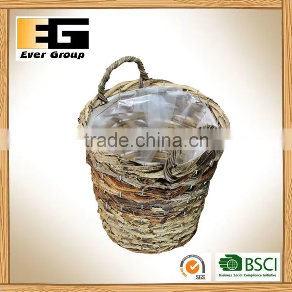 Handle Natural Plant Weaving Flowerpot photo-4