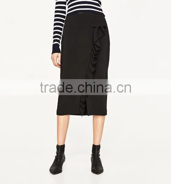 High-waisted Pencil Skirt With Ruffles Details Women Sexy Pencil Skirt Custom Wholesale Online Shopping photo-3