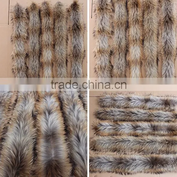 BBG-H-5 High Quality Detachable Real Raccoon Fur Collar / Raccoon Fur Trim for Hood photo-6