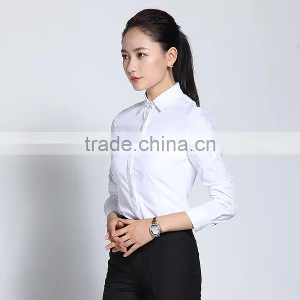 2017 Juqian New Design Spring Women Clothing Office Wear White Cotton Blouse photo-2
