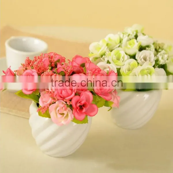 Lovely Decorative Artificial Silk Restaurant Table Vase Crystal Rose Flower photo-4