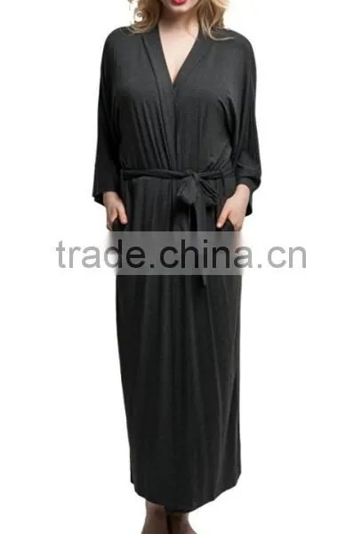 Cheap 100% Cotton Plain Extra Long Women Bathrobe photo-4