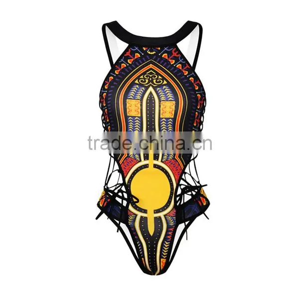 2016 Fashion Sexy Lady African Print High Cut Thong Bikini Swimwear photo-6