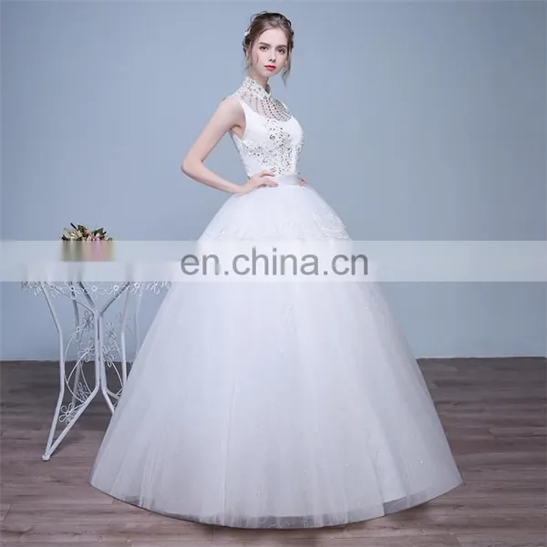HS1634 2017 Cheap Halter Beading A Line Tulle Plus Size Long Wedding Dress Guest Gown Maid of Honor photo-2