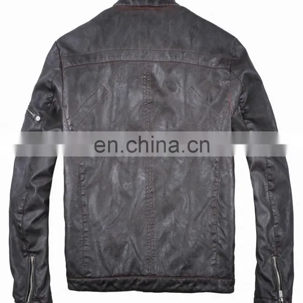 2015 Last Fashion Mens Handsome Motrocycle Slim Fit Leather Jacket photo-2