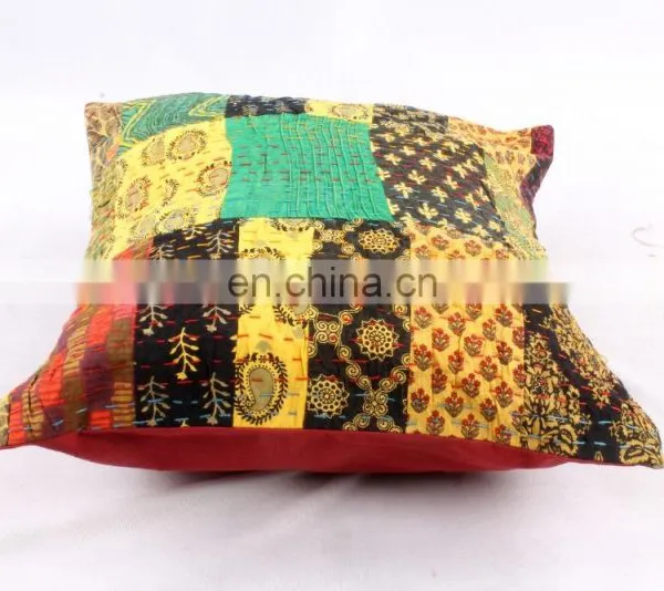 PATCHWORK INDIAN KANTHA CUSHION PILLOW COVER CASE Ethnic Decorative India Art photo-3