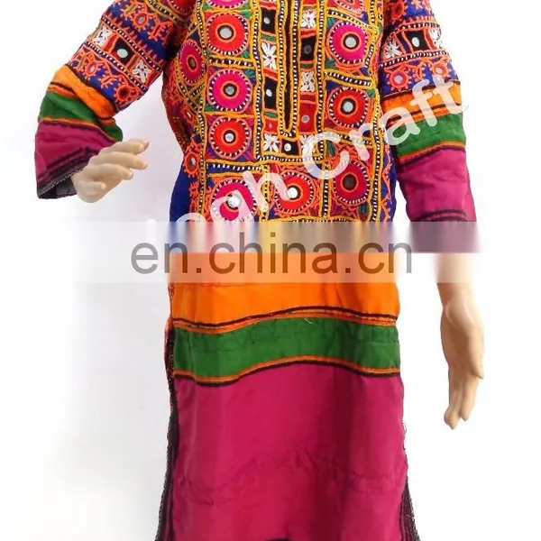Kuchi Afghan Dress Top - Afghani Costume Banjara Mirror Work Tunic Top - Tribal Hippie Style Costume Dress photo-2