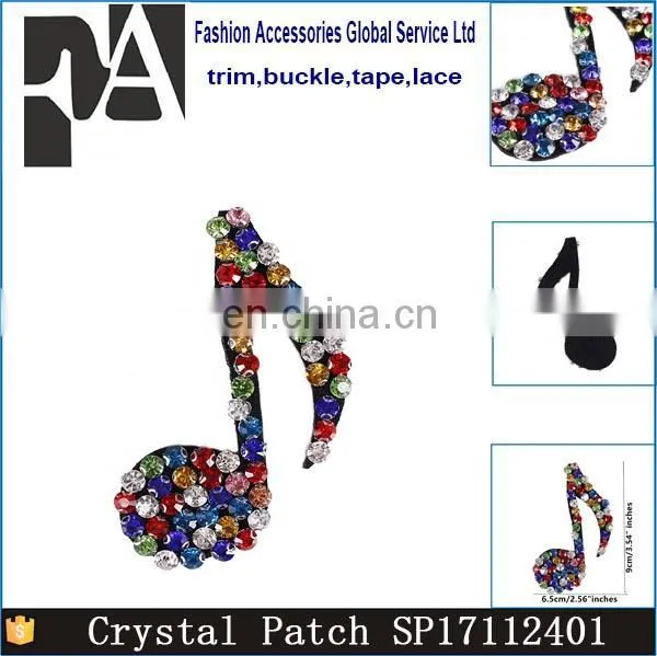 Hot!!! Handmade Sew On Music Note Beading Rhinestones Patches photo-4